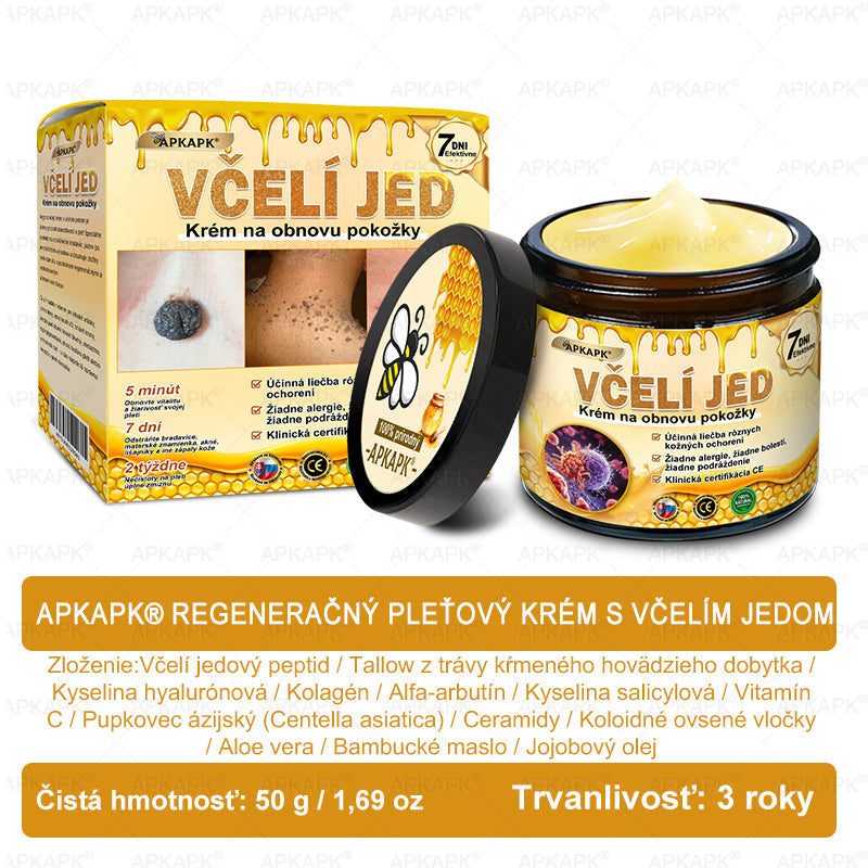 𝖠𝖯𝖪𝖠𝖯𝖪® 🐝🐝 Krém s včelím jedem na obnovu pokožky 🐝 pomáha pri riešení kožných problémov, ako sú: vrásky, jazvy, pigmentové škvrny, strie, akné, psoriáza, ekzém, kožné lézie, podráždenia, zápaly a ďalšie kožné problémy.