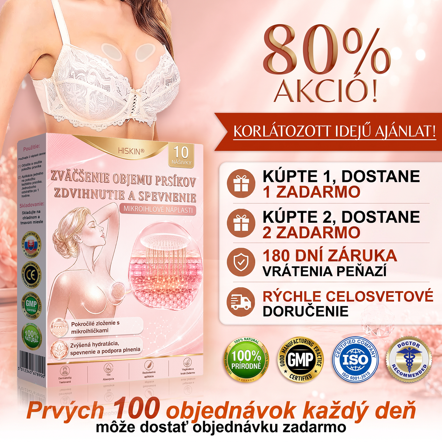 📦HISKIN® Náplasti s mikroihličkami na zväčšenie objemu, spevnenie a lifting poprsia