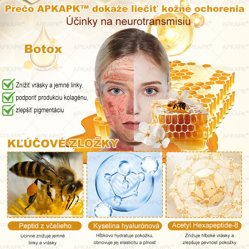 𝖠𝖯𝖪𝖠𝖯𝖪® 🐝🐝 Krém s včelím jedem na obnovu pokožky 🐝 pomáha pri riešení kožných problémov, ako sú: vrásky, jazvy, pigmentové škvrny, strie, akné, psoriáza, ekzém, kožné lézie, podráždenia, zápaly a ďalšie kožné problémy.