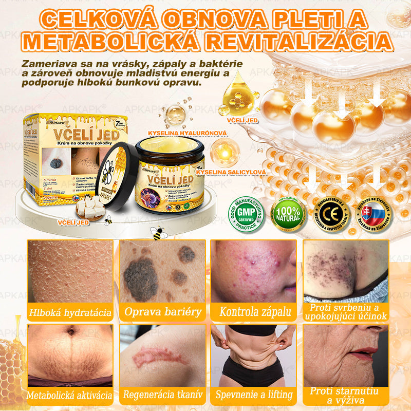 𝖠𝖯𝖪𝖠𝖯𝖪® 🐝🐝 Krém s včelím jedem na obnovu pokožky 🐝 pomáha pri riešení kožných problémov, ako sú: vrásky, jazvy, pigmentové škvrny, strie, akné, psoriáza, ekzém, kožné lézie, podráždenia, zápaly a ďalšie kožné problémy.
