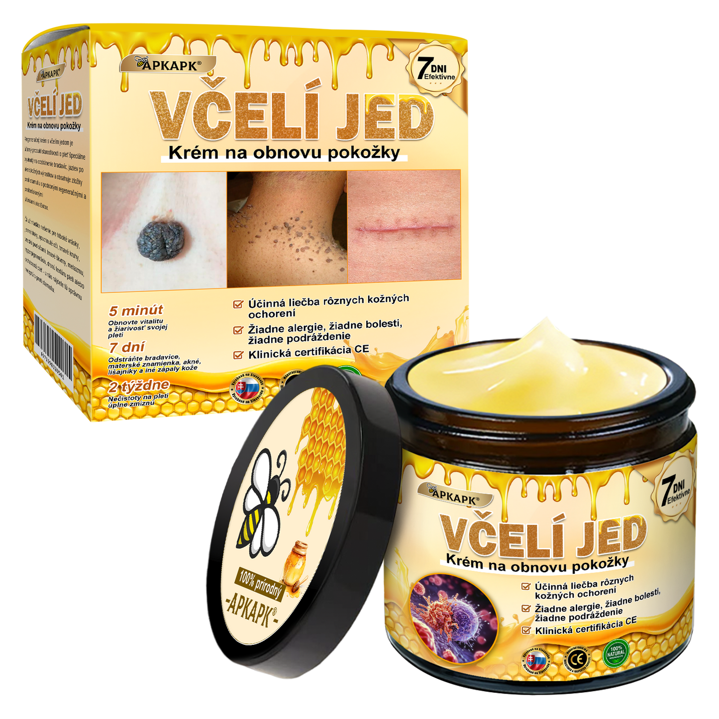 𝖠𝖯𝖪𝖠𝖯𝖪® 🐝🐝 Krém s včelím jedem na obnovu pokožky 🐝 pomáha pri riešení kožných problémov, ako sú: vrásky, jazvy, pigmentové škvrny, strie, akné, psoriáza, ekzém, kožné lézie, podráždenia, zápaly a ďalšie kožné problémy.