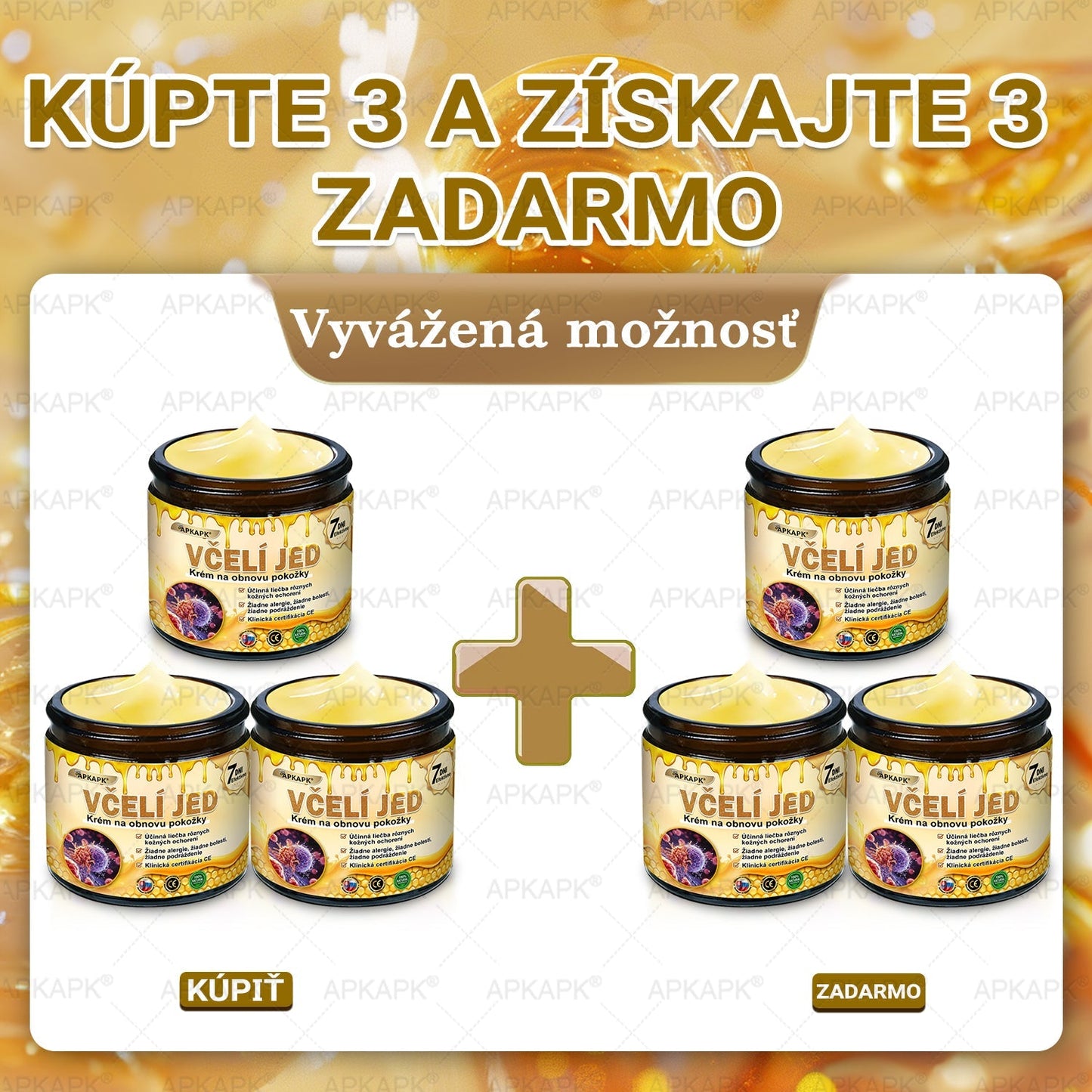 𝖠𝖯𝖪𝖠𝖯𝖪® 🐝🐝 Krém s včelím jedem na obnovu pokožky 🐝 pomáha pri riešení kožných problémov, ako sú: vrásky, jazvy, pigmentové škvrny, strie, akné, psoriáza, ekzém, kožné lézie, podráždenia, zápaly a ďalšie kožné problémy.