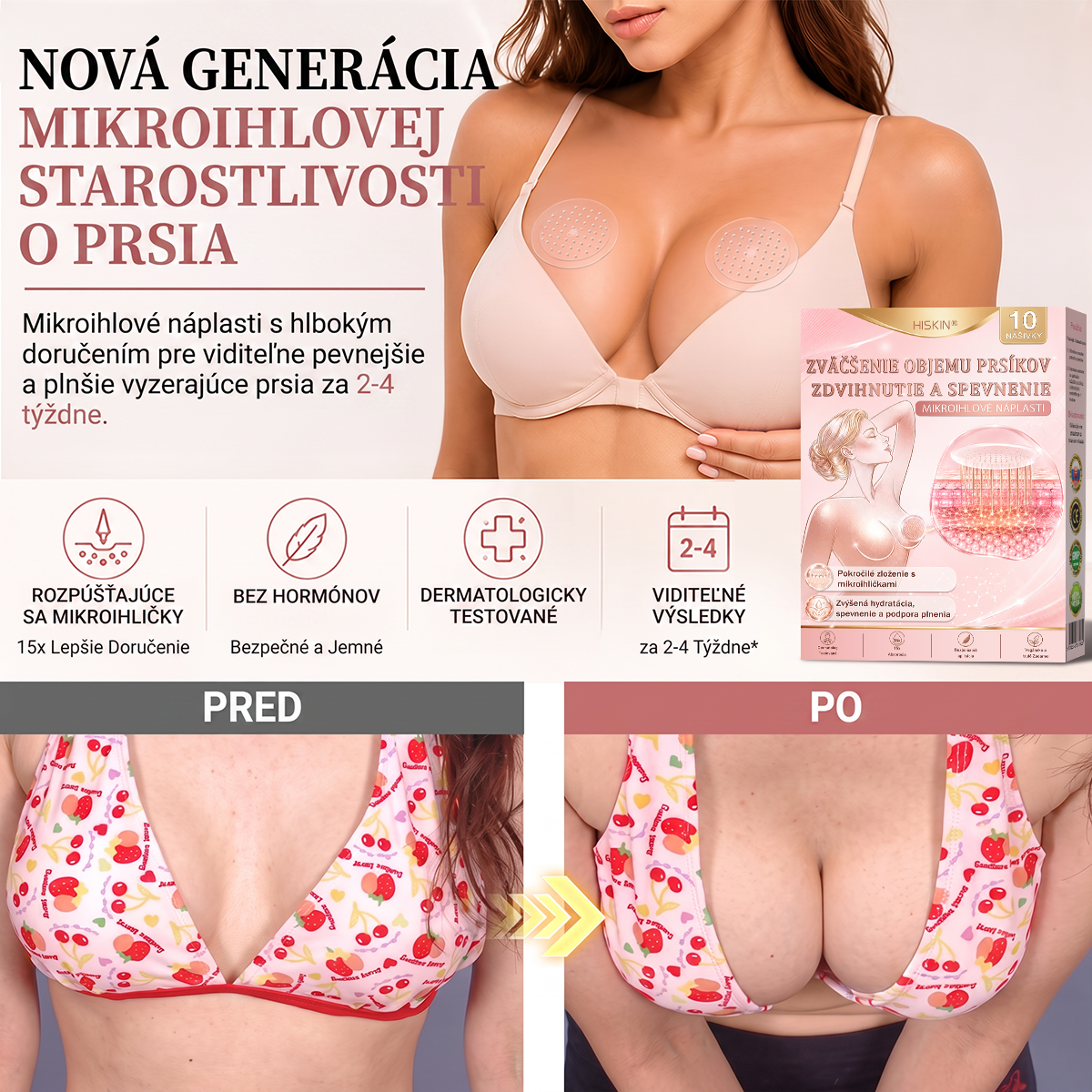 📦HISKIN® Náplasti s mikroihličkami na zväčšenie objemu, spevnenie a lifting poprsia